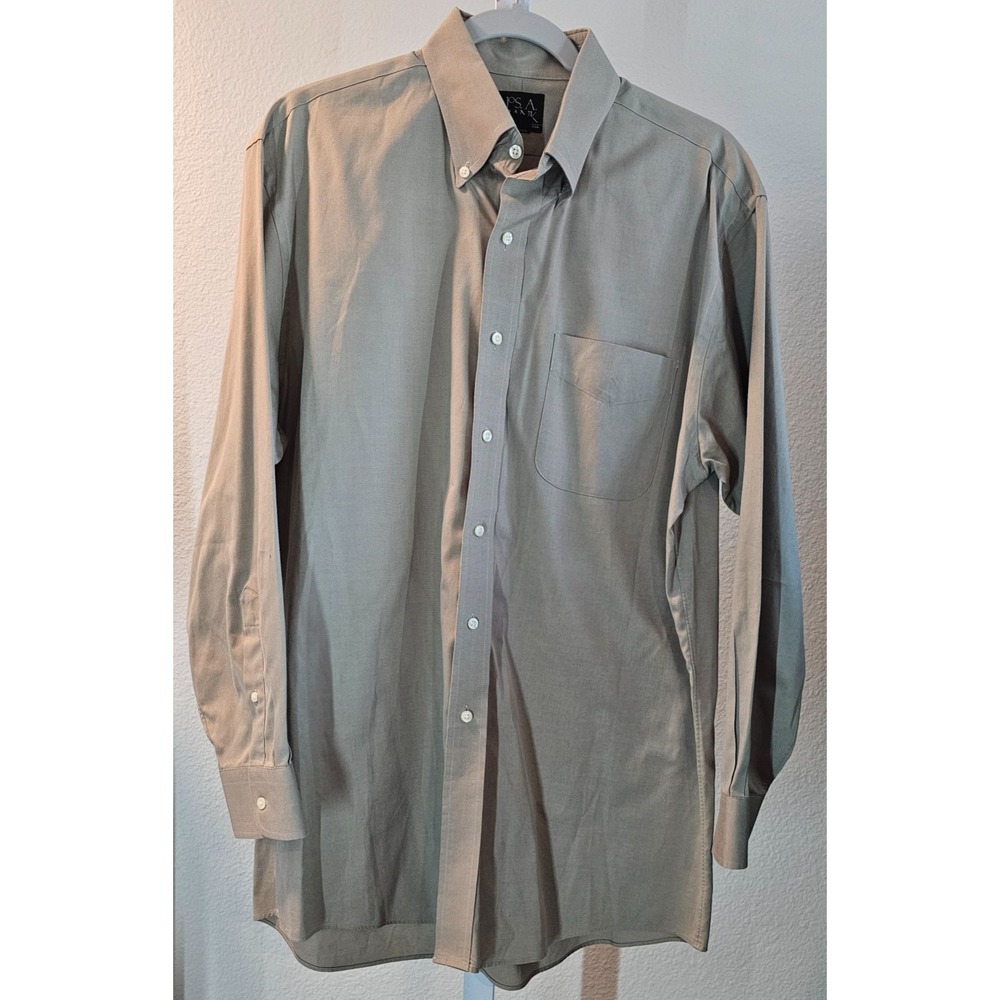 Jos A Bank Long Sleeve Executive Collection Mens Dress Shirt Beige 16/33